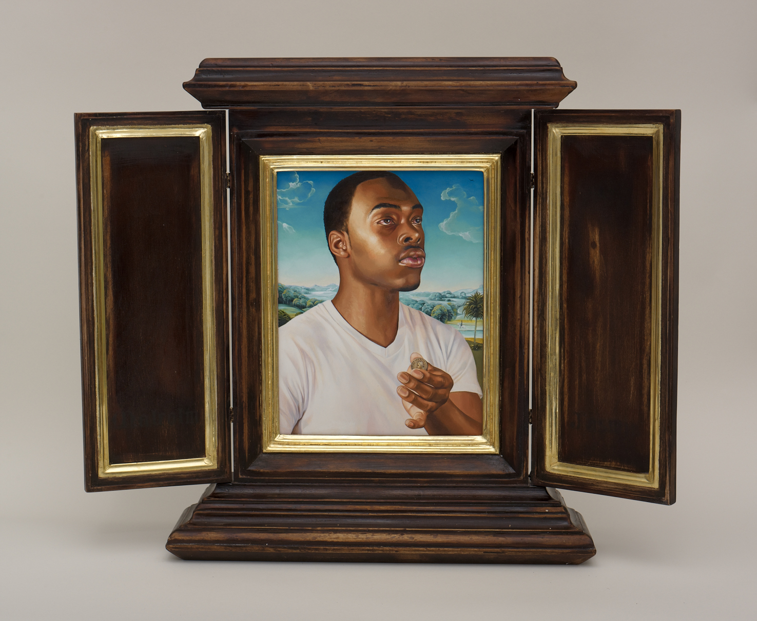 kehindewiley_a new republic_After Memling's Portrait of a Man with a Coin of the Emperor Nero