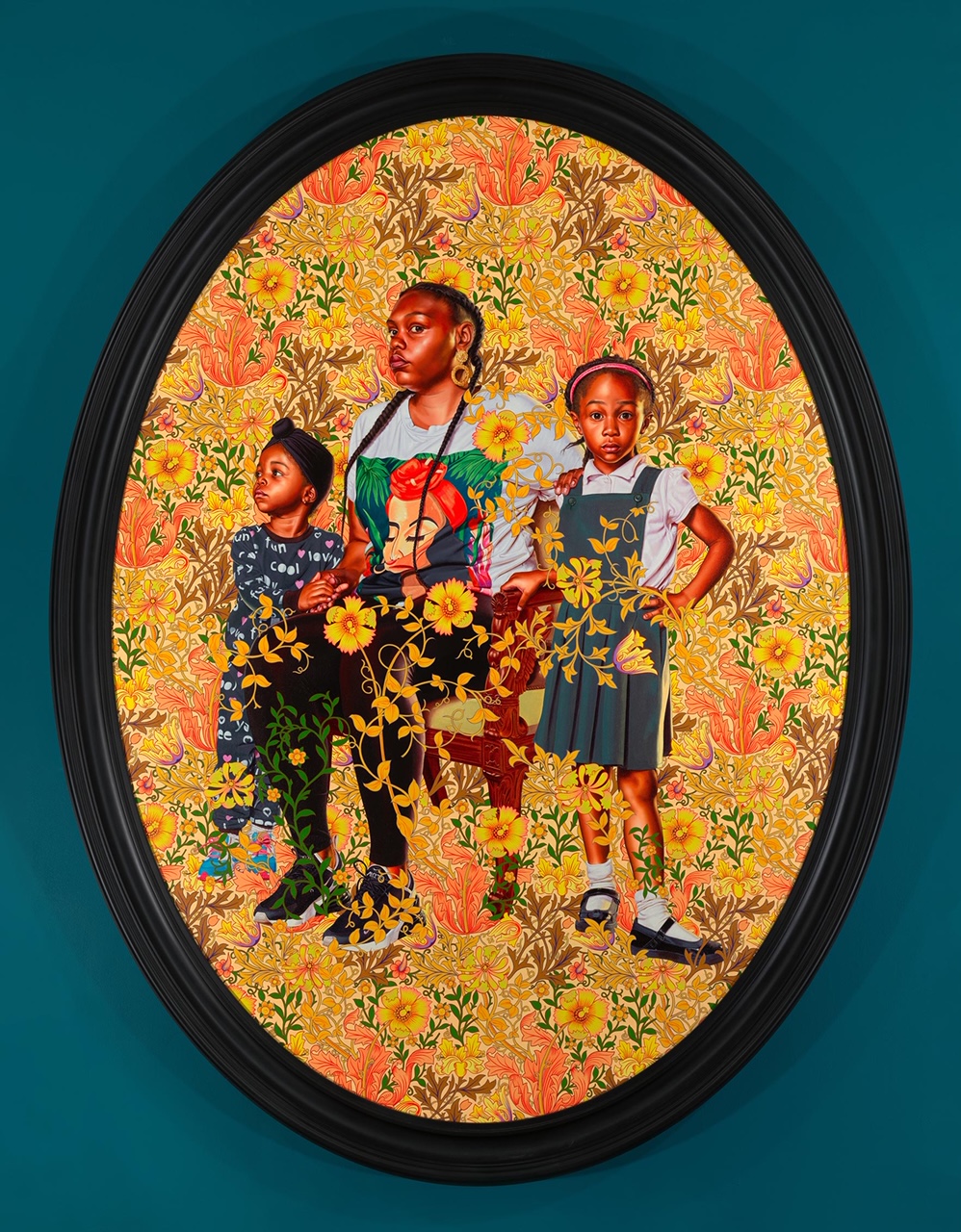 kehindewiley_the yellow wallpaper_Portrait of Asia-Imani, Gabriella-Esnae, and Kaya Palmer